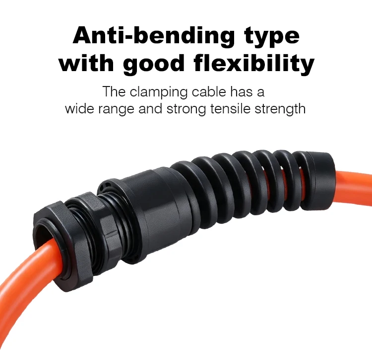 5PCS Waterproof Anti-bending Cable Gland M12 Plastic Joint M16 Nylon PA66 Torsion-proof Glands M20 M25 Seal Joint M18 Connector