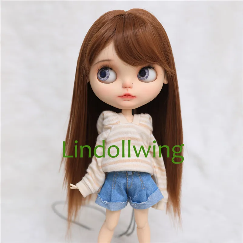 9-10 inch Blyth Wig Long Light Blonde Straight Hair 0809