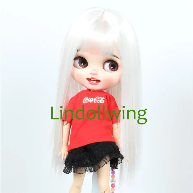 9-10 inch Blyth Wig Long Light Blonde Straight Hair 0809
