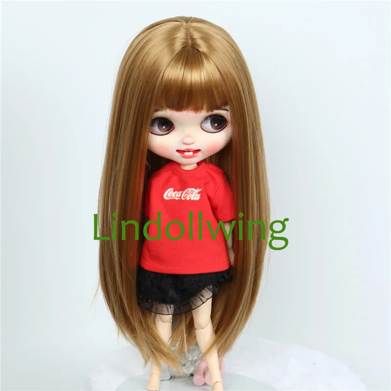 9-10 inch Blyth Wig Long Light Blonde Straight Hair 0809