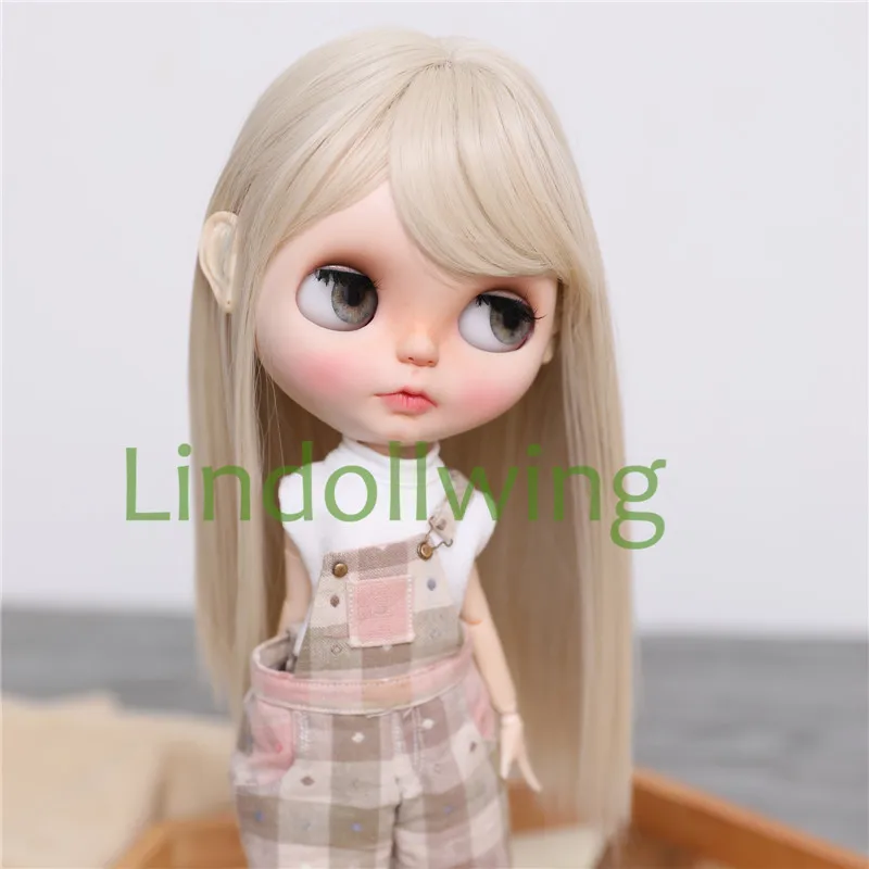 9-10 inch Blyth Wig Long Light Blonde Straight Hair 0809