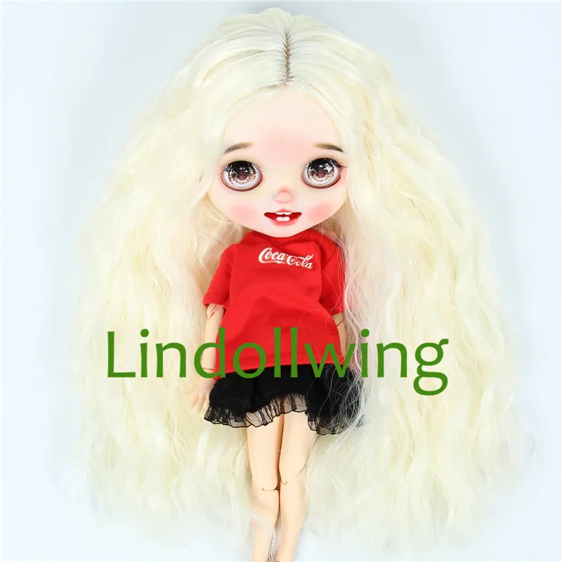 9-10 inch Blyth Wig Long Light Blonde Straight Hair 0809