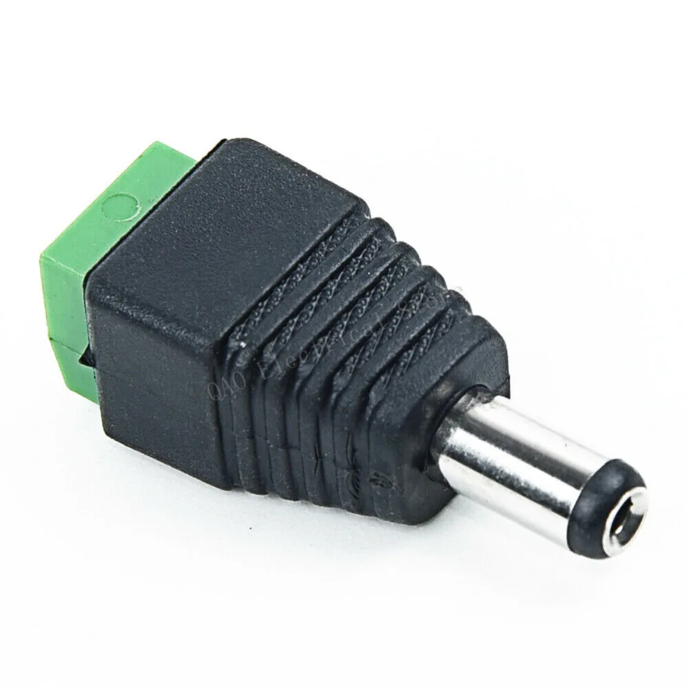 5.5mm x 2.1mm Female Male DC Power Plug Adapter for 5050 3528 5060 Single Color LED Strip and CCTV Cameras