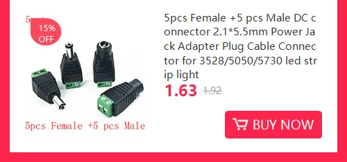 5.5mm x 2.1mm Female Male DC Power Plug Adapter for 5050 3528 5060 Single Color LED Strip and CCTV Cameras