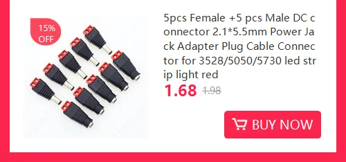 5.5mm x 2.1mm Female Male DC Power Plug Adapter for 5050 3528 5060 Single Color LED Strip and CCTV Cameras