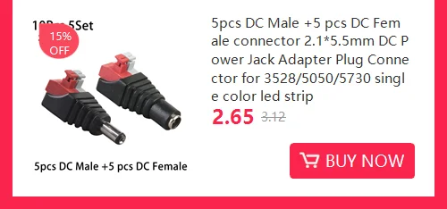 5.5mm x 2.1mm Female Male DC Power Plug Adapter for 5050 3528 5060 Single Color LED Strip and CCTV Cameras
