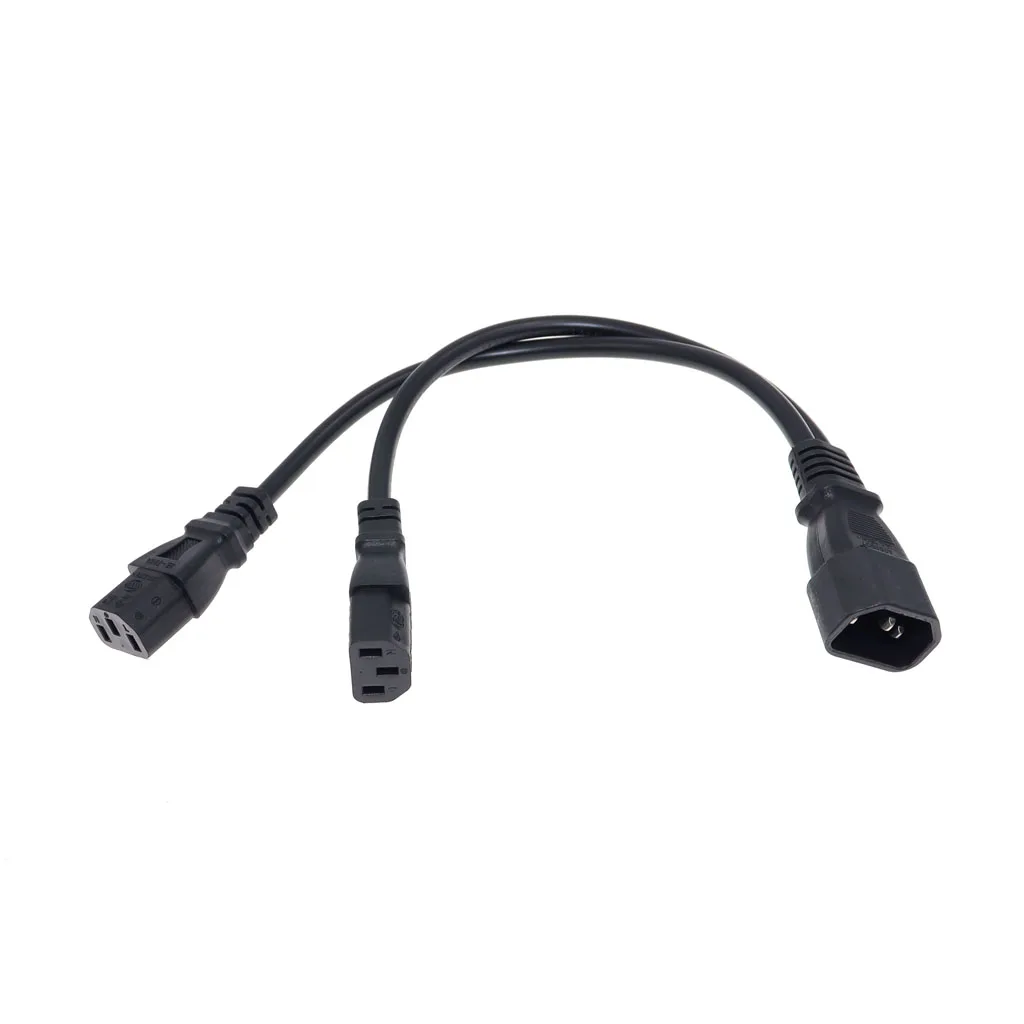 UPS Server Splitter C14 to 2 X C13 Power Adapter Cable Single C14 to Dual 5-15R C13 Short Power Y Type Adapter Cord 10A 250V