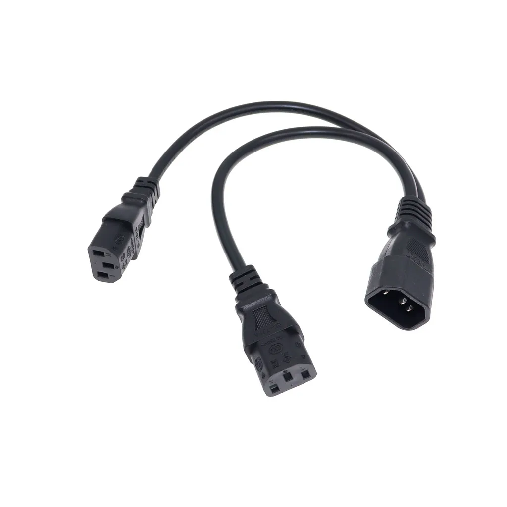 UPS Server Splitter C14 to 2 X C13 Power Adapter Cable Single C14 to Dual 5-15R C13 Short Power Y Type Adapter Cord 10A 250V