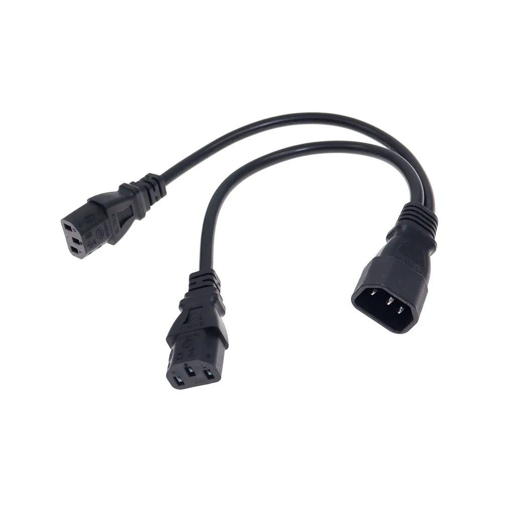 UPS Server Splitter C14 to 2 X C13 Power Adapter Cable Single C14 to Dual 5-15R C13 Short Power Y Type Adapter Cord 10A 250V