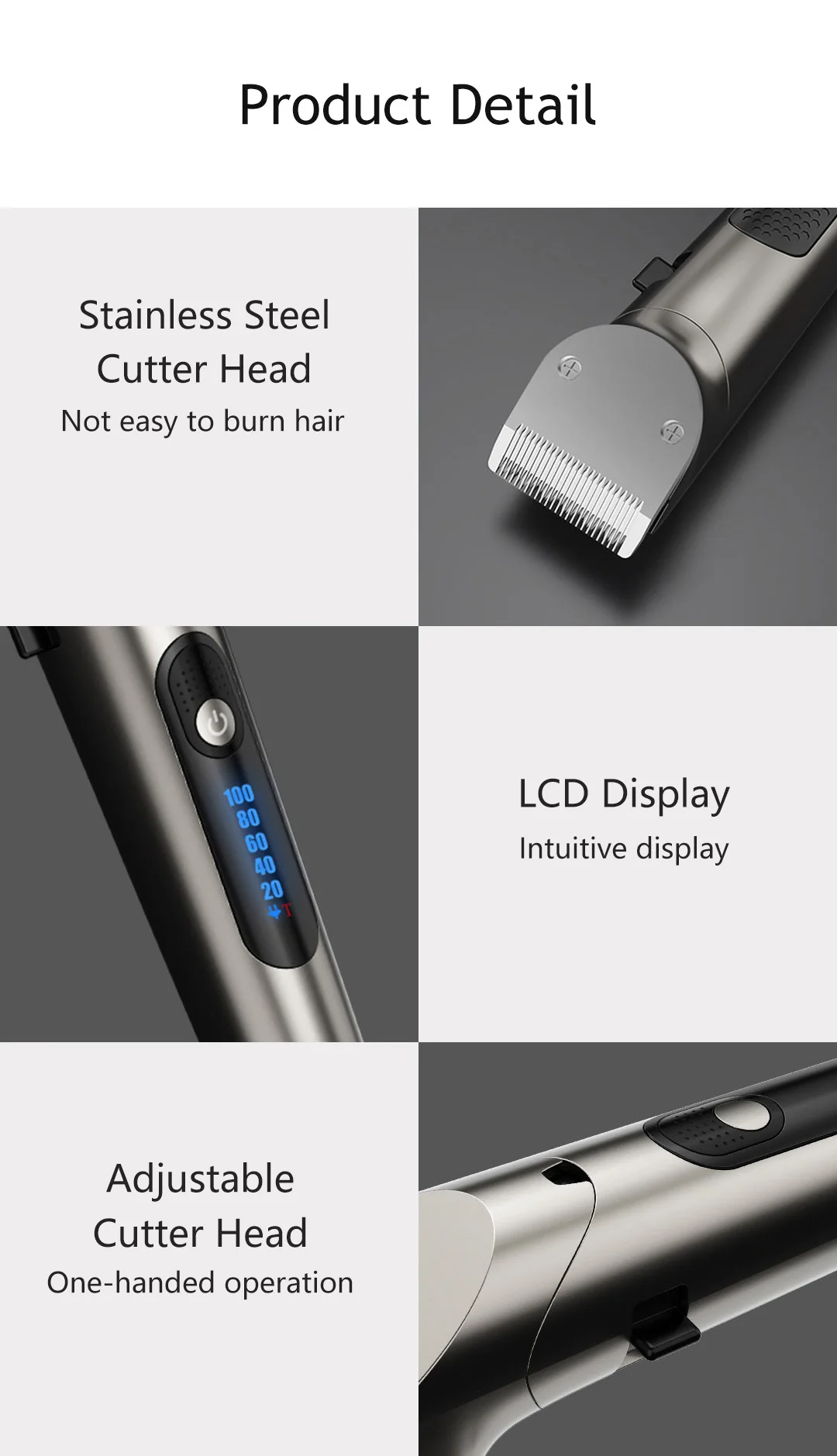 RIWA Hair Clipper Professional Electric Trimmer For Men With LED Screen Washable Rechargeable Men Strong Power Steel Head