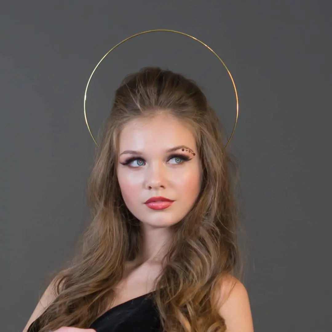 Women Girls Angel Bridal Silvery Gold Halo Headband Goddess Crown Photoshoot Hair Band Wedding Accessory