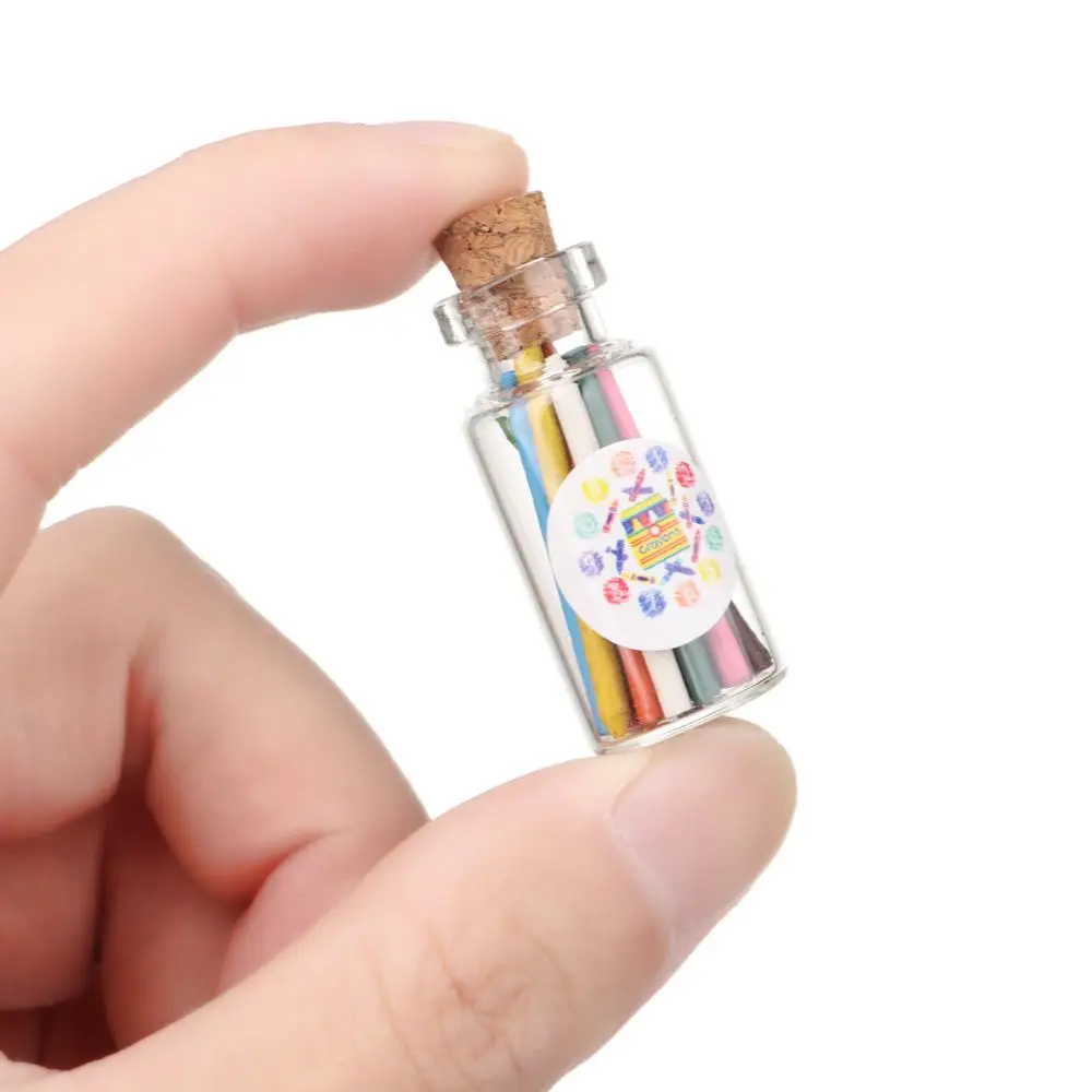 1Set Miniature Crayon Color Pencil Scene Model Doll Colorful Crayon Kids Toys Mini Dollhouse Decoration Dolls Accessories