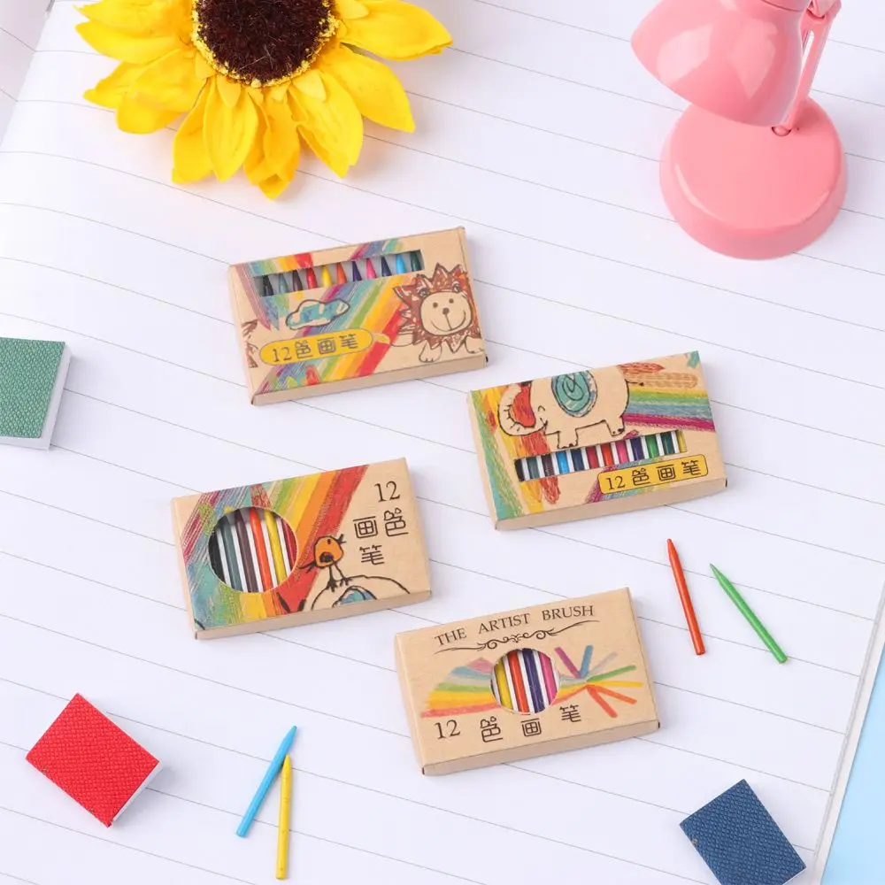 1Set Miniature Crayon Color Pencil Scene Model Doll Colorful Crayon Kids Toys Mini Dollhouse Decoration Dolls Accessories