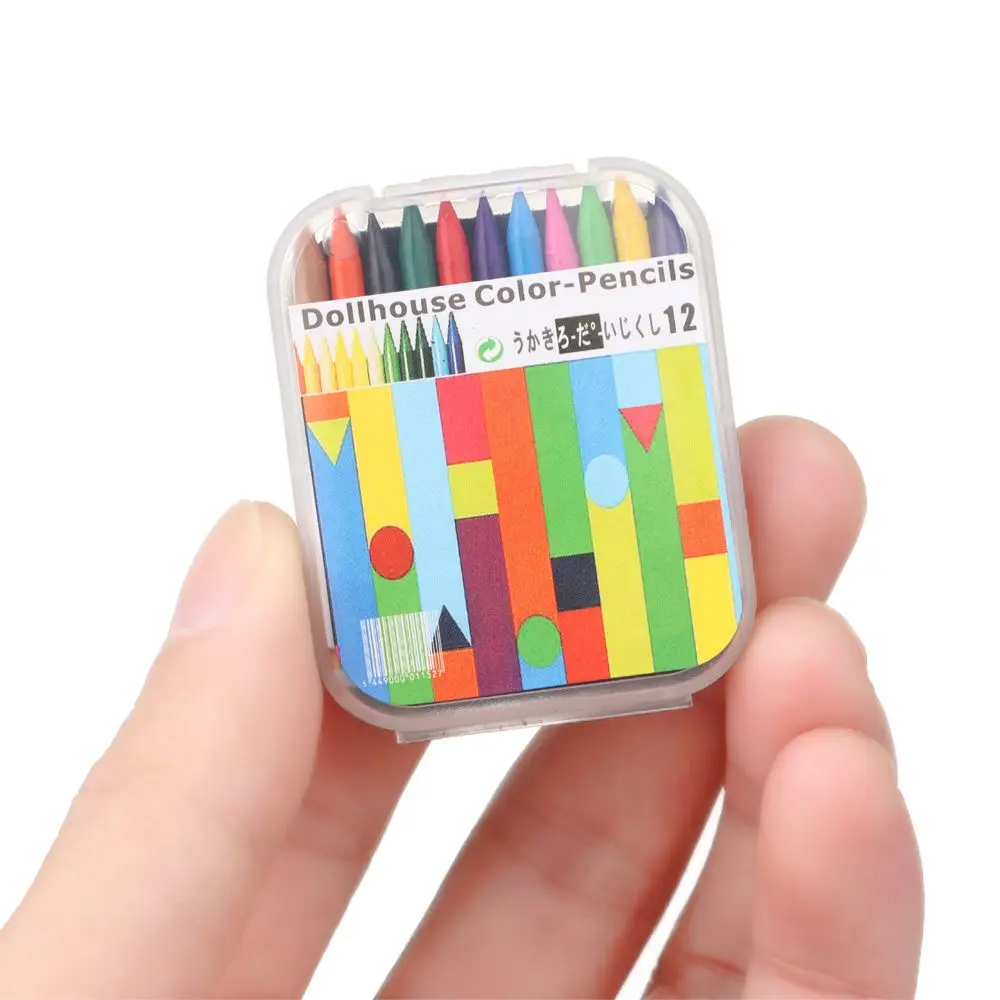 1Set Miniature Crayon Color Pencil Scene Model Doll Colorful Crayon Kids Toys Mini Dollhouse Decoration Dolls Accessories