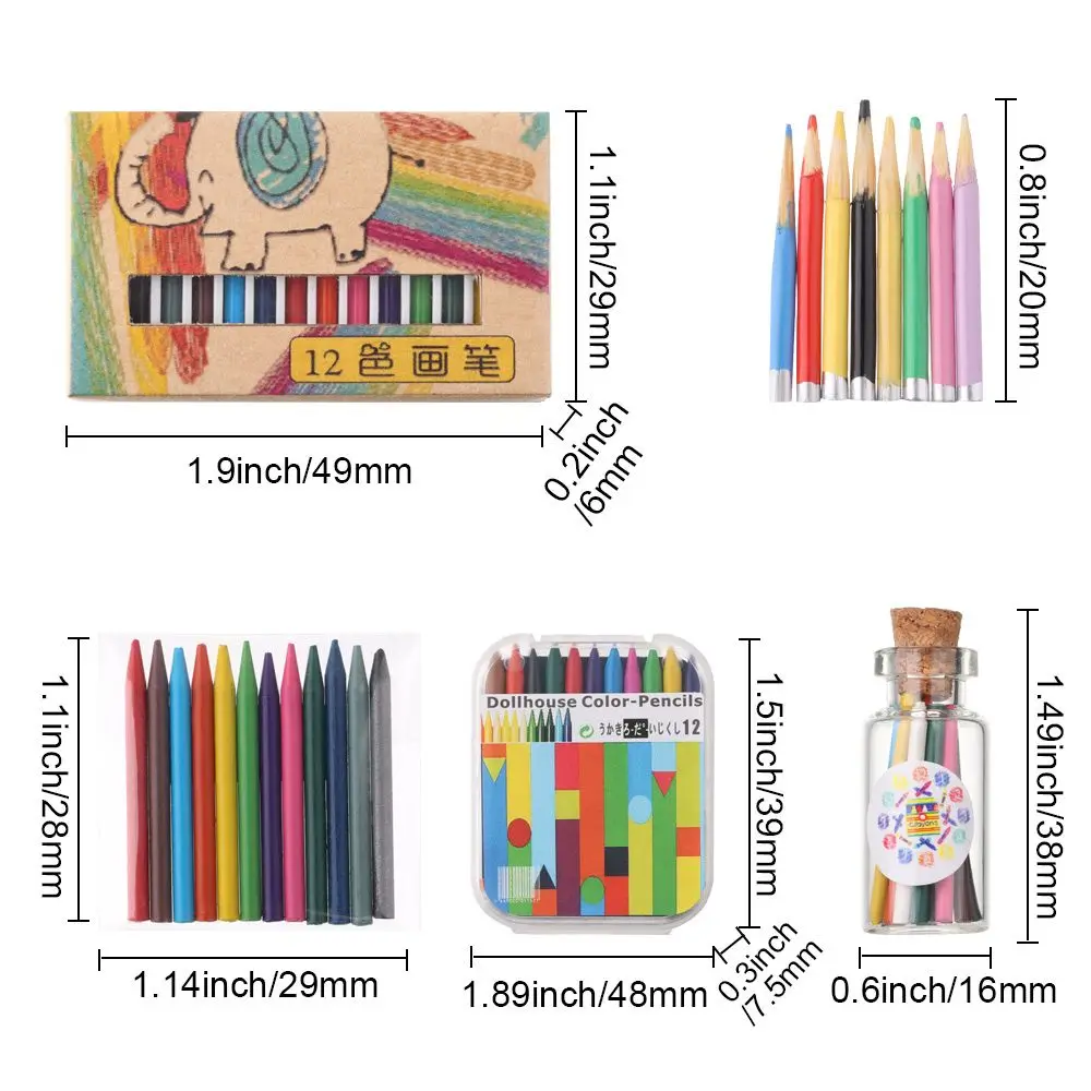 1Set Miniature Crayon Color Pencil Scene Model Doll Colorful Crayon Kids Toys Mini Dollhouse Decoration Dolls Accessories