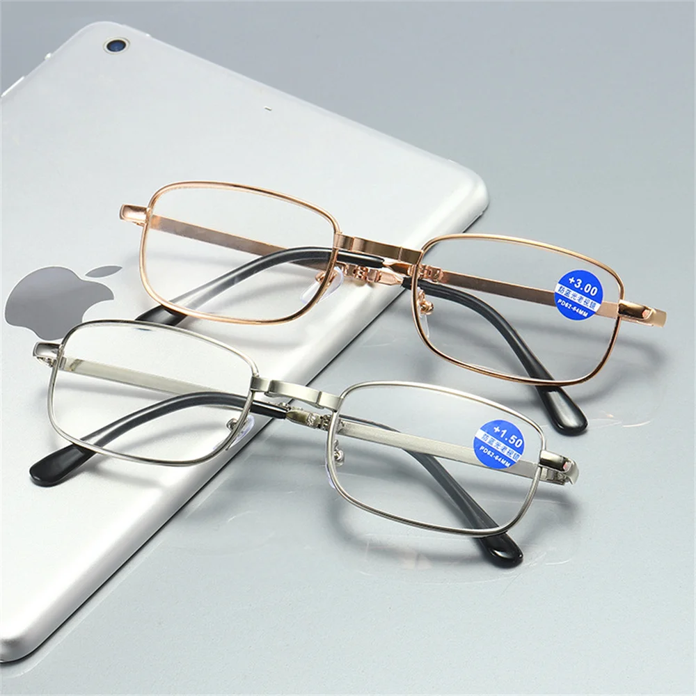 Foldable Reading Glasses Folding Presbyopia Men Women Metal Retro Computer Reading Glasses With Case 1.0 1.5 2.0 2.5 3.0 3.5 4.0