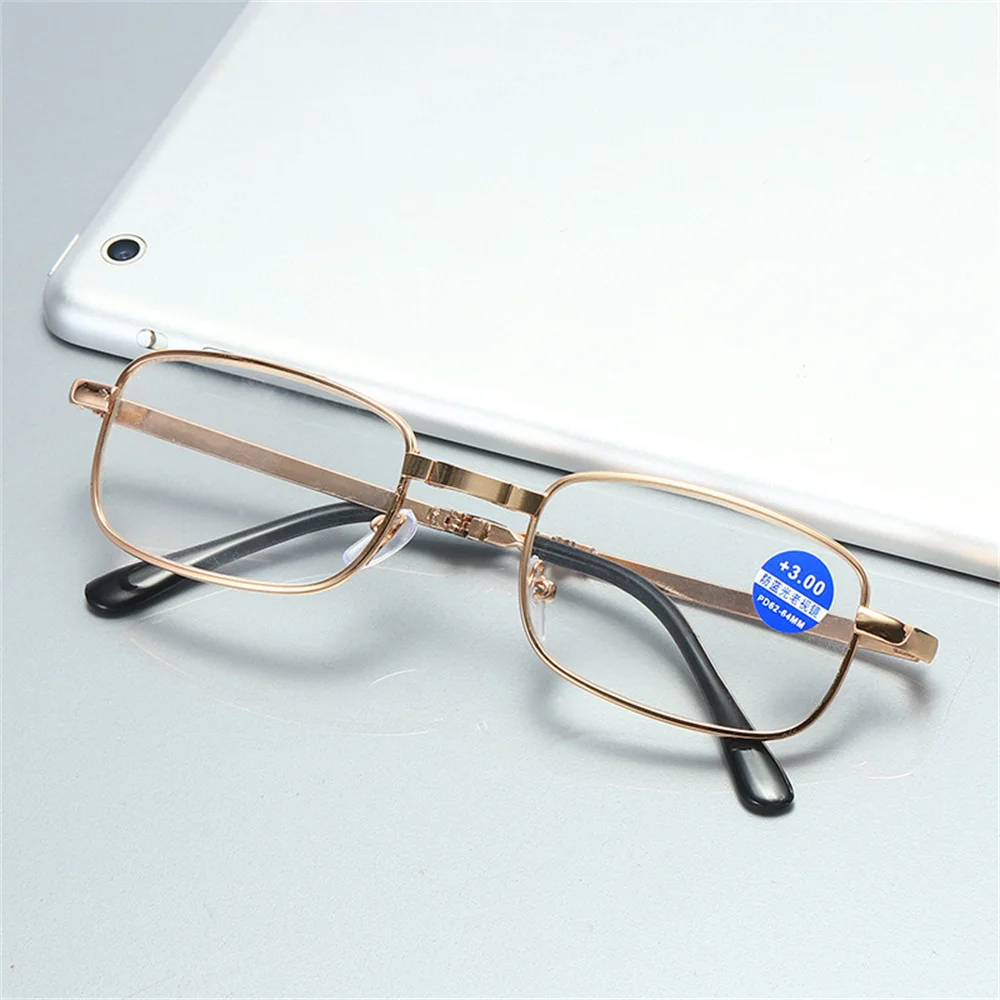 Foldable Reading Glasses Folding Presbyopia Men Women Metal Retro Computer Reading Glasses With Case 1.0 1.5 2.0 2.5 3.0 3.5 4.0