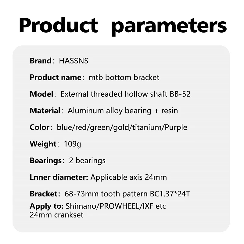 HASSNS Mtb Bottom Bracket Bicycle Hollowtech Central Movement Mountain Bike Central Hollowtech BB For Integrated Crankset