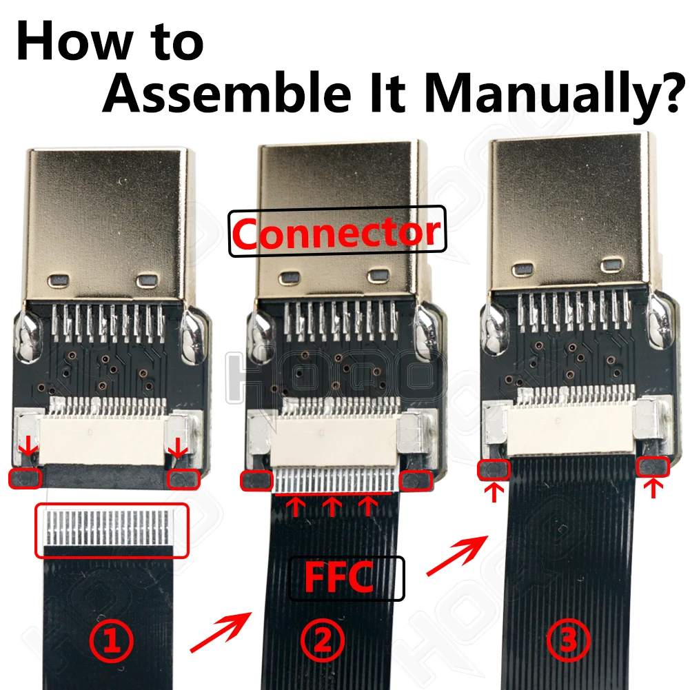 HDMI-Compatible FFC flexible flat cable for Raspberry Pi 4 Micro H DMI to HD/Mini HDM I Female 90 Degree FFC 20pin Ribbon FPV