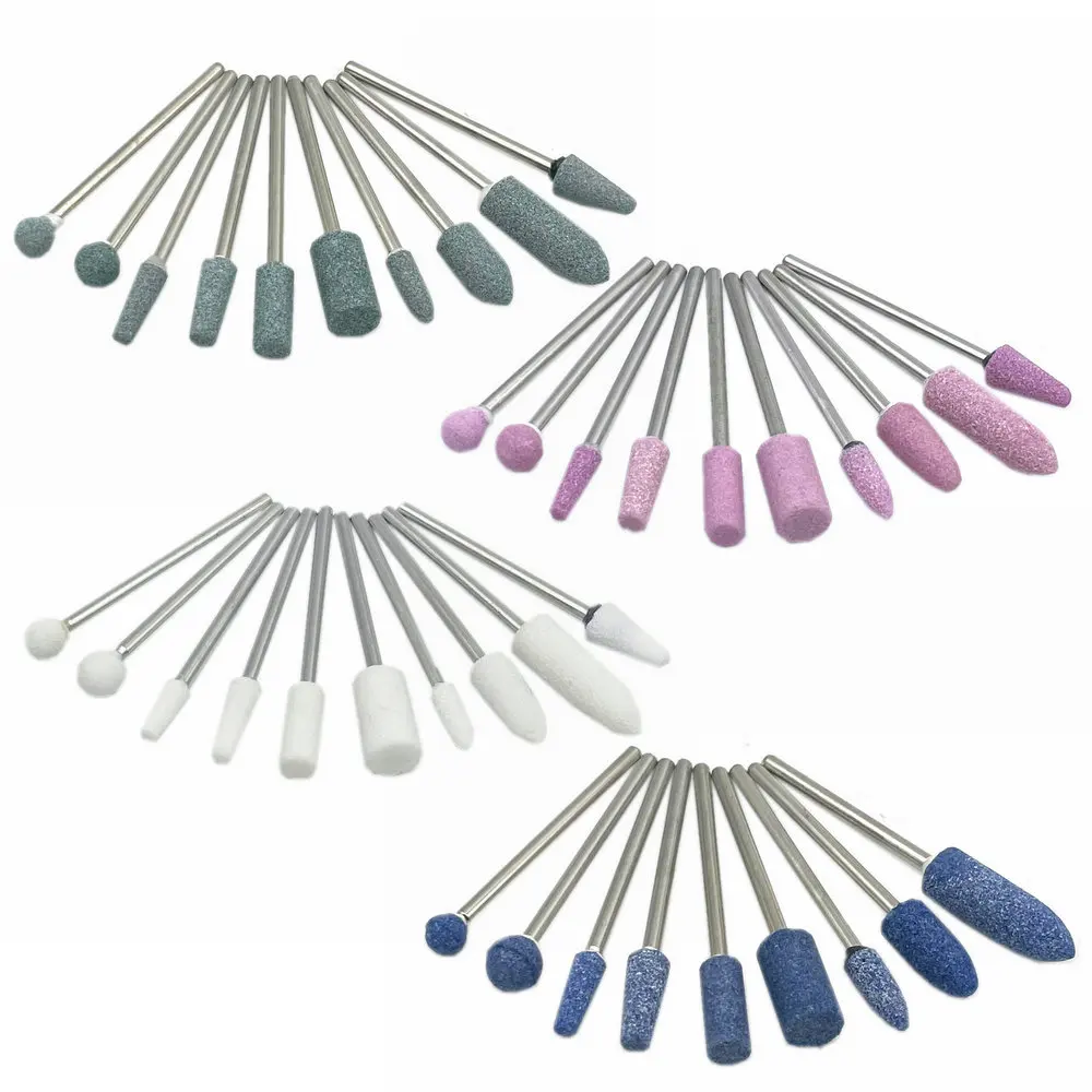 10pcs/set Dental Stone Grinder Polisher Burs 2.35mm Shank For Contouring Shaping Porcelain Dental Rotary Stone Polisher