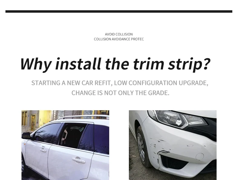 Car Body Strip Bumper Auto Door Protective Moulding Styling Trim Sticker Anti-Collision Tape Bumper Grill Chrome Moulding Trim