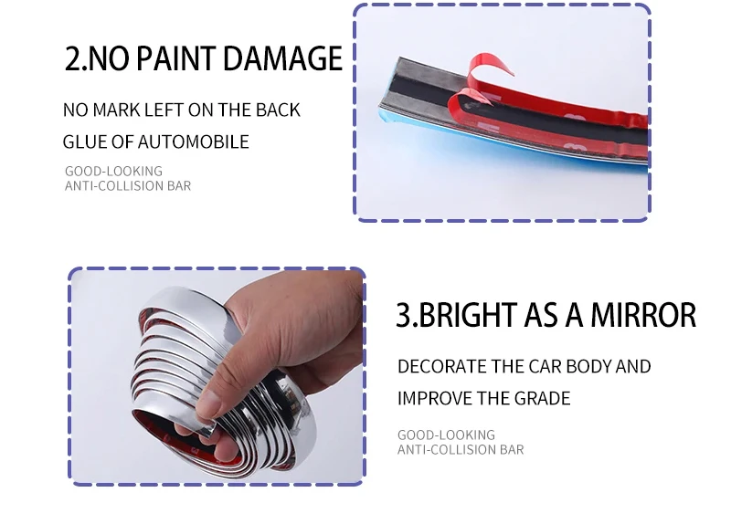 Car Body Strip Bumper Auto Door Protective Moulding Styling Trim Sticker Anti-Collision Tape Bumper Grill Chrome Moulding Trim