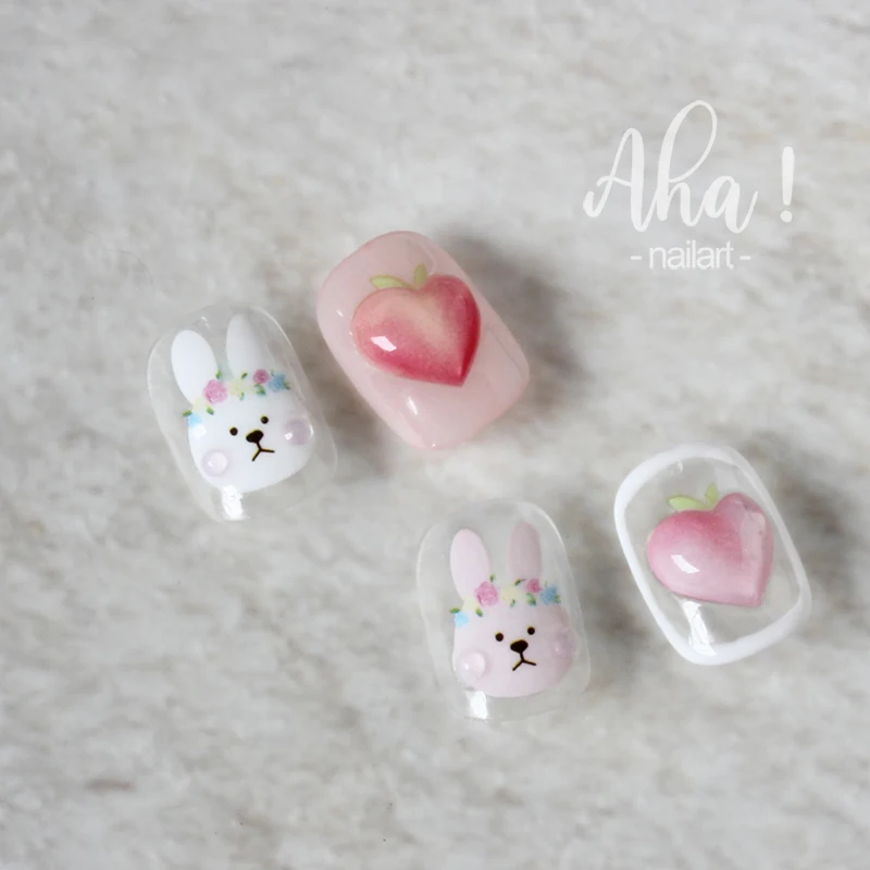 1pc Cartoon Kawaii Dinosaur bear animal Nail Art Sticker rabbit Floret Ultra-thin Japanese Decal Self Adhesive Manicure Decor #3