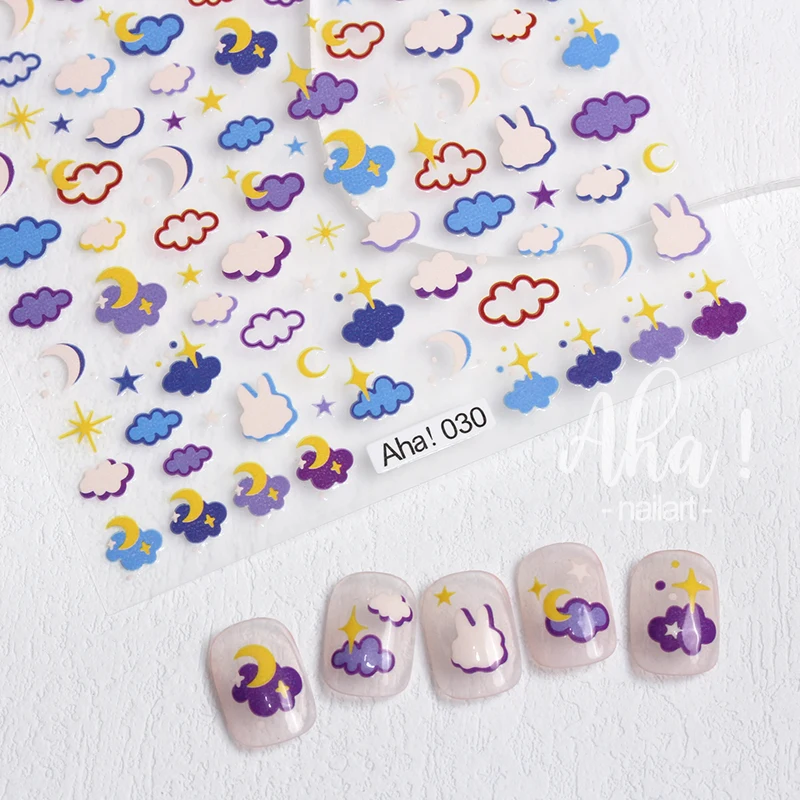 1pc Cartoon Kawaii Dinosaur bear animal Nail Art Sticker rabbit Floret Ultra-thin Japanese Decal Self Adhesive Manicure Decor #3