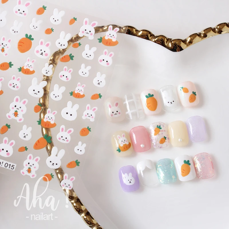 1pc Cartoon Kawaii Dinosaur bear animal Nail Art Sticker rabbit Floret Ultra-thin Japanese Decal Self Adhesive Manicure Decor #3