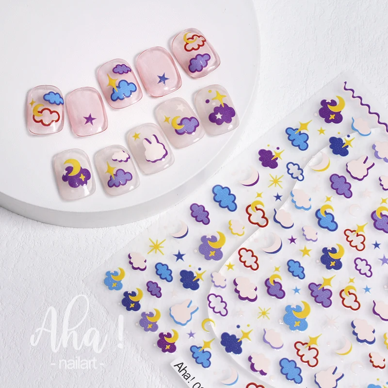 1pc Cartoon Kawaii Dinosaur bear animal Nail Art Sticker rabbit Floret Ultra-thin Japanese Decal Self Adhesive Manicure Decor #3