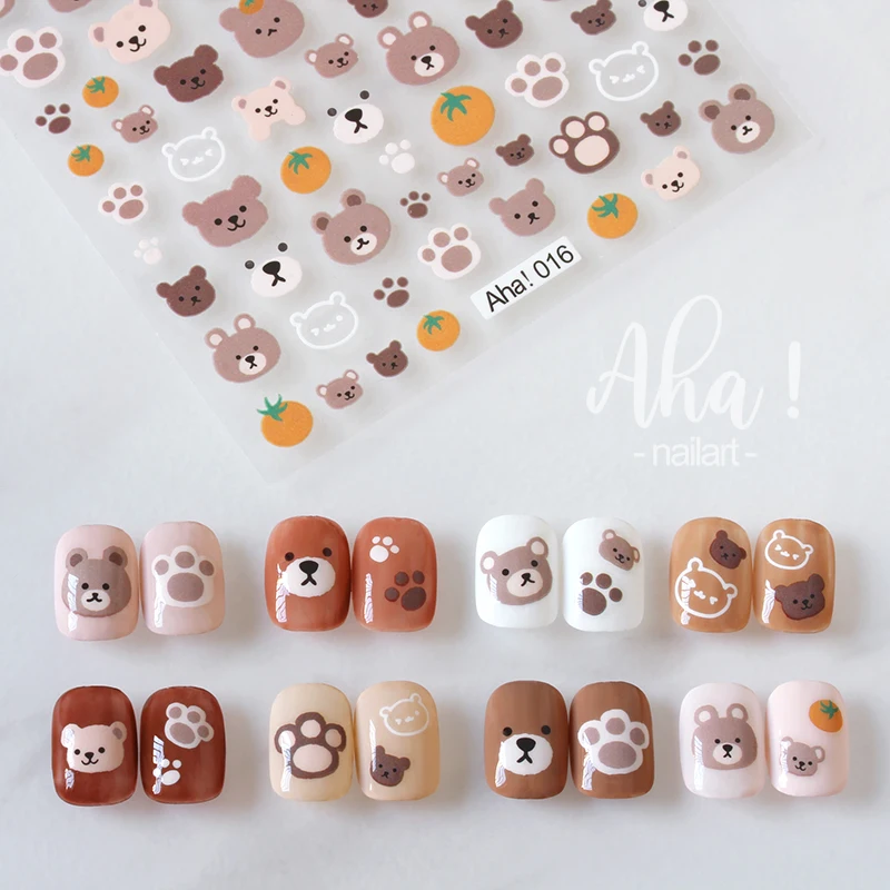 1pc Cartoon Kawaii Dinosaur bear animal Nail Art Sticker rabbit Floret Ultra-thin Japanese Decal Self Adhesive Manicure Decor #3