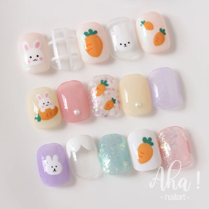 1pc Cartoon Kawaii Dinosaur bear animal Nail Art Sticker rabbit Floret Ultra-thin Japanese Decal Self Adhesive Manicure Decor #3