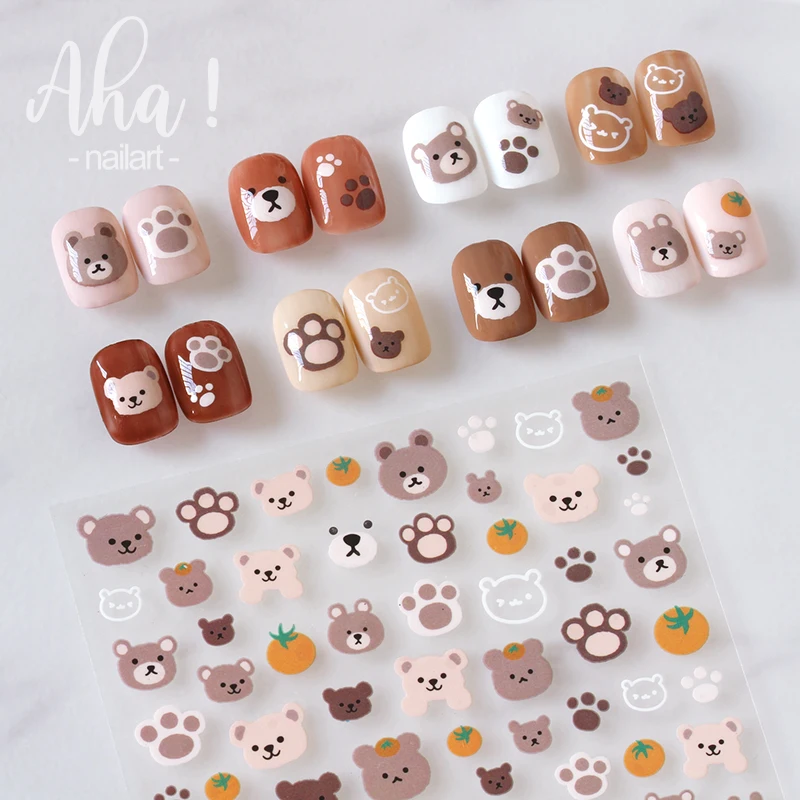 1pc Cartoon Kawaii Dinosaur bear animal Nail Art Sticker rabbit Floret Ultra-thin Japanese Decal Self Adhesive Manicure Decor #3