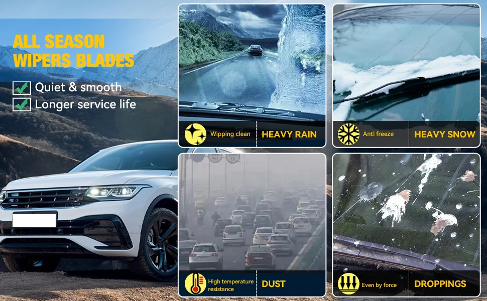 Universal Car Windscreen Wiper Blade U Hook Type 14"16"17"18"19"20"21"22"24"26" Windshield Rubber Hybrid Auto Wipers Accessories