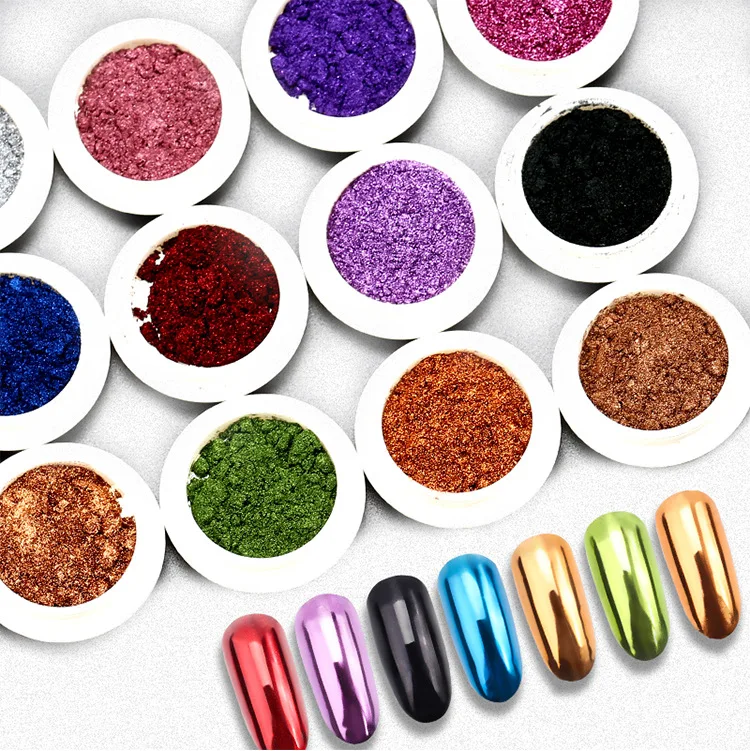 1pc 19Colors Nail Glitter Mirror Powder Chrome Dust Pigment 0.5g Paint Dip Metallic Shiny With Magic Effect Dust