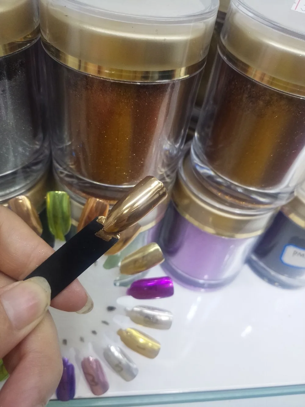 1pc 19Colors Nail Glitter Mirror Powder Chrome Dust Pigment 0.5g Paint Dip Metallic Shiny With Magic Effect Dust