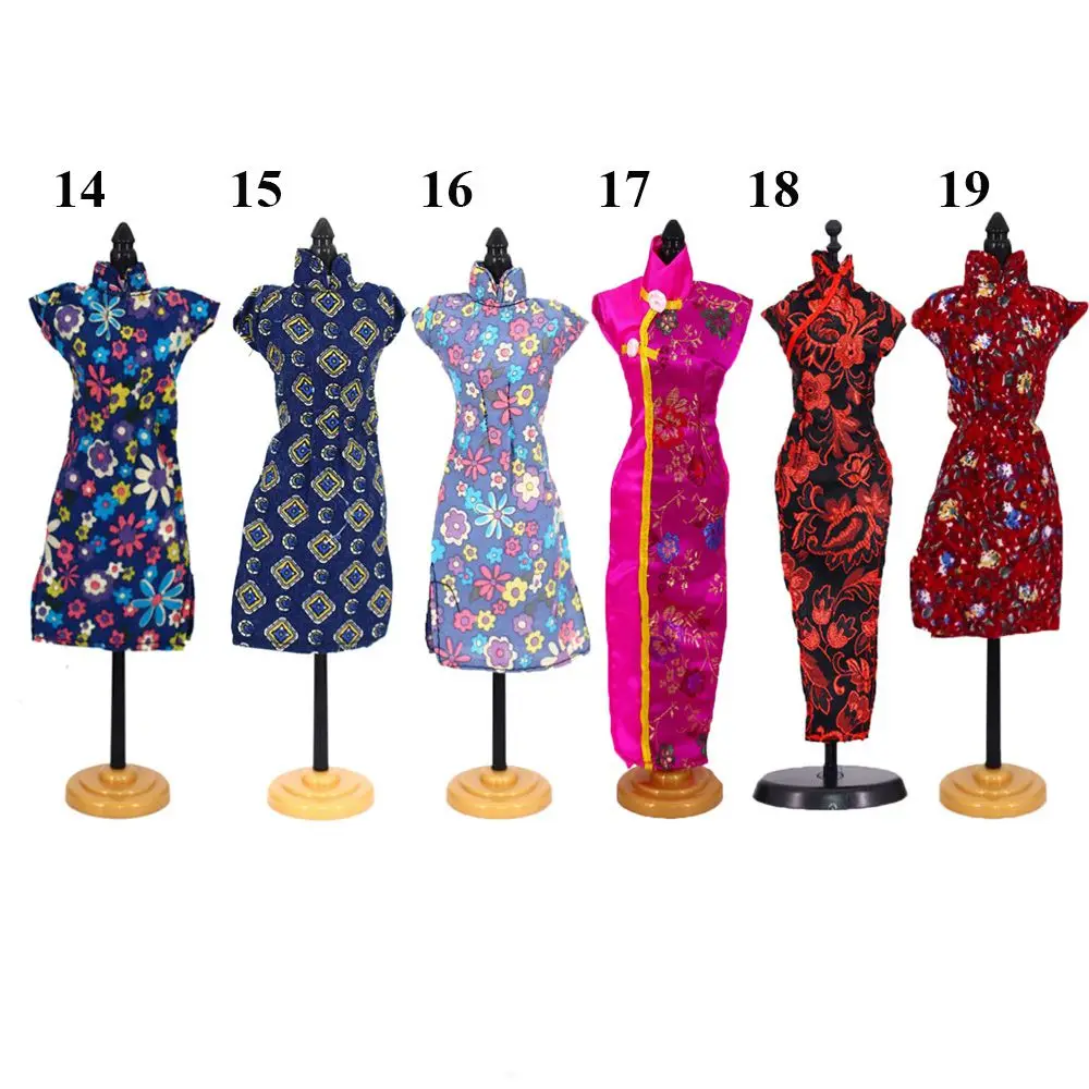 Handmade 30cm Doll Accessories Unique Dress Clothes For Chinese Traditional Dress Cheongsam Style Evening Dress 1/6 Doll Clothes