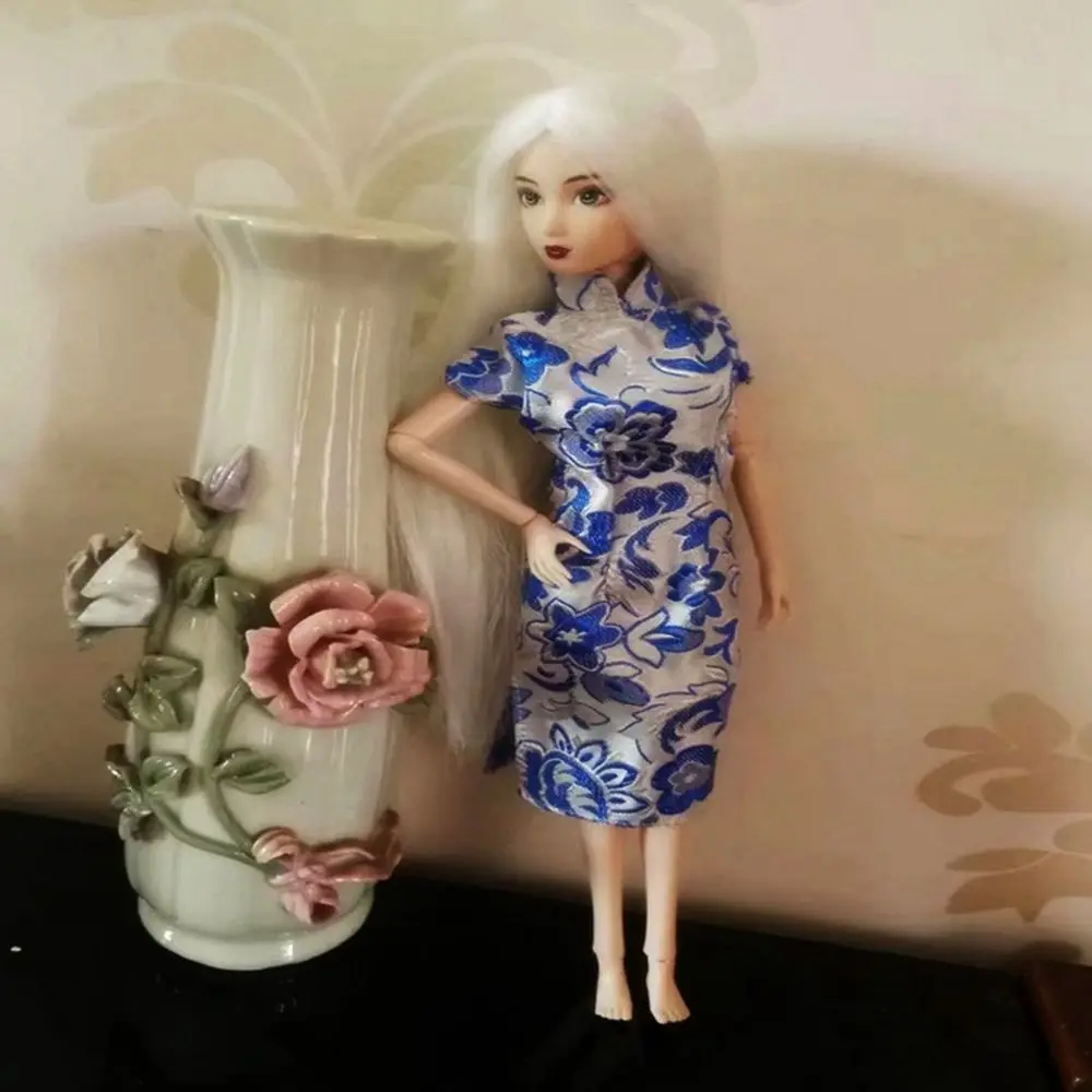 Handmade 30cm Doll Accessories Unique Dress Clothes For Chinese Traditional Dress Cheongsam Style Evening Dress 1/6 Doll Clothes