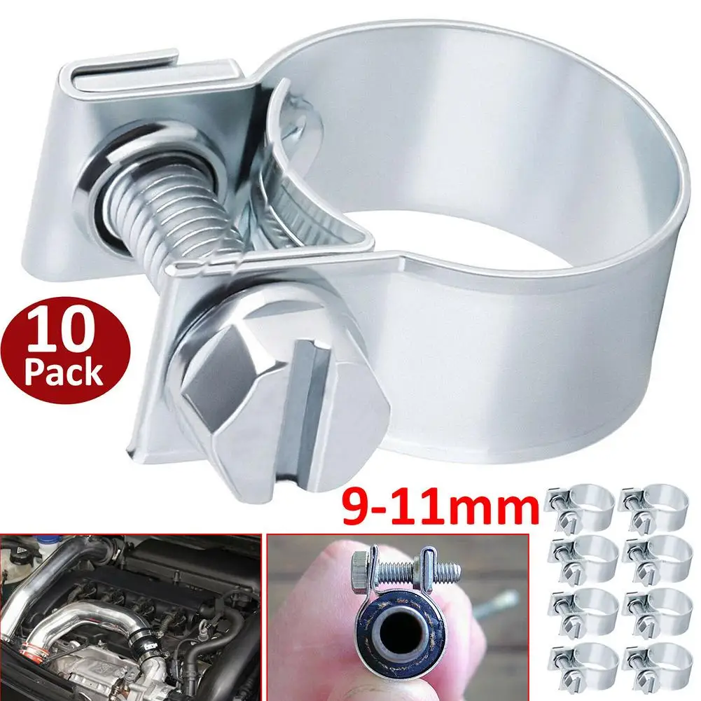 10Pcs Hose Fuel Hose Clip 7-9mm 9-11mm Carbon Steel Oil Water CPU Air Gas Pipe Fixing Tube Clamp Metal Fastener Hardware
