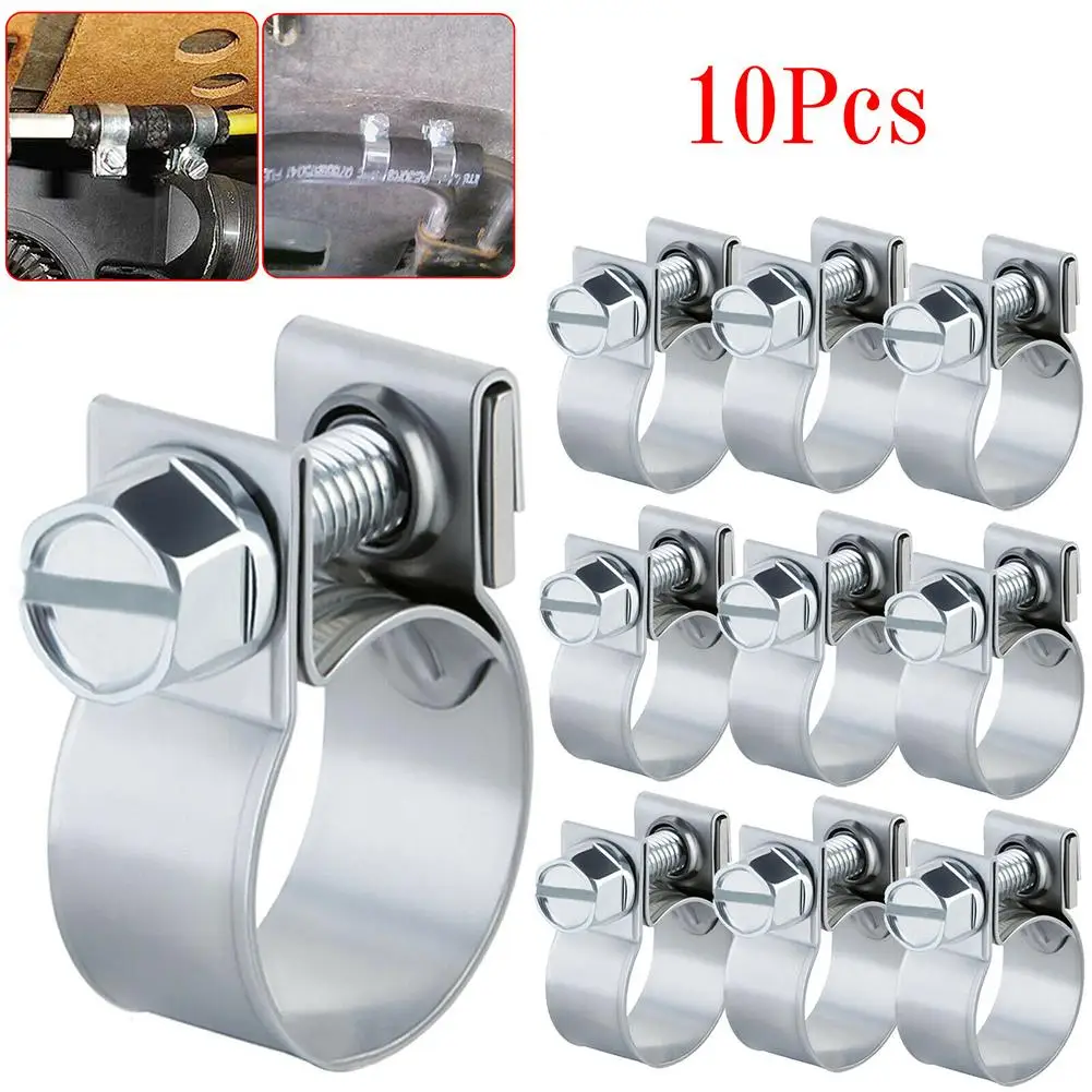 10Pcs Hose Fuel Hose Clip 7-9mm 9-11mm Carbon Steel Oil Water CPU Air Gas Pipe Fixing Tube Clamp Metal Fastener Hardware