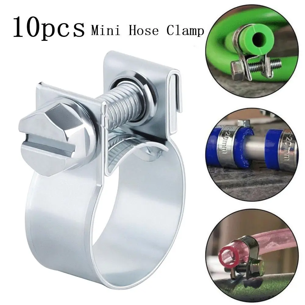 10Pcs Hose Fuel Hose Clip 7-9mm 9-11mm Carbon Steel Oil Water CPU Air Gas Pipe Fixing Tube Clamp Metal Fastener Hardware