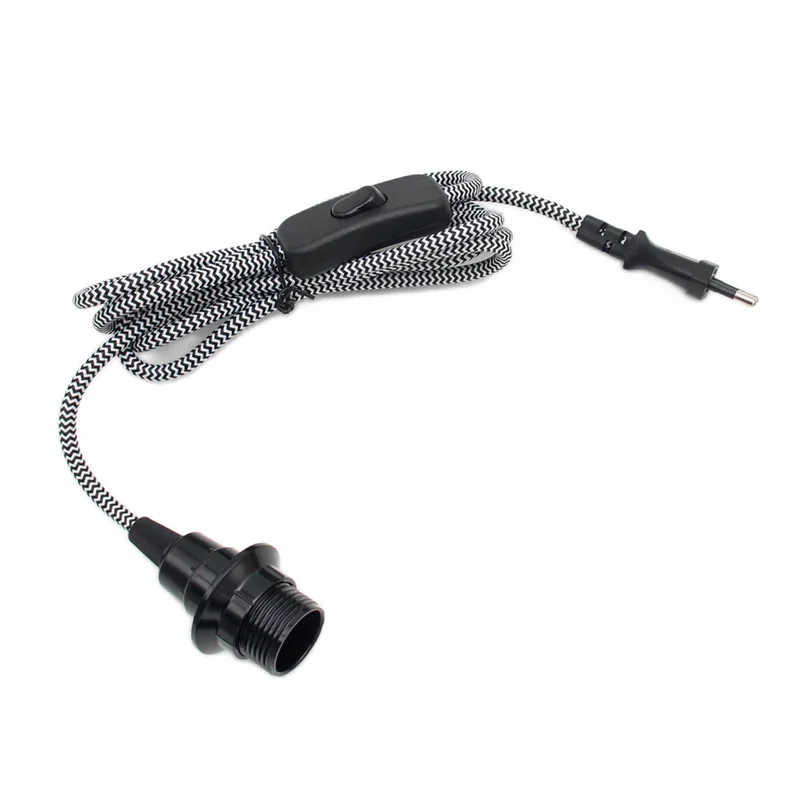 2m EU Standard Power Cord with Switch E14 Bulb Holder Lamp Socket For Bed Room Decor Lamps Simple Pendant Light Cord Kits