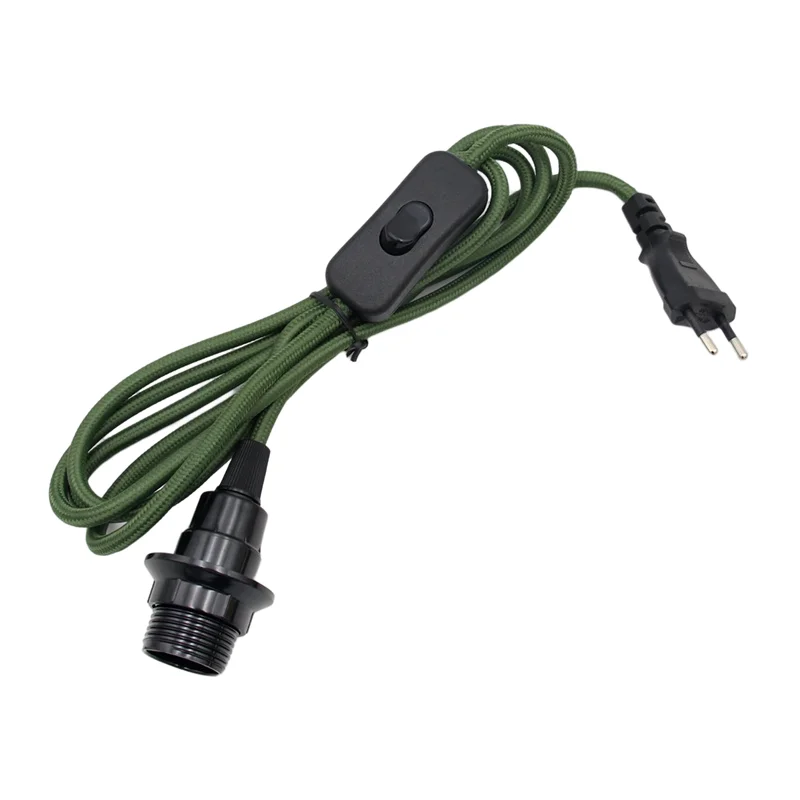 2m EU Standard Power Cord with Switch E14 Bulb Holder Lamp Socket For Bed Room Decor Lamps Simple Pendant Light Cord Kits
