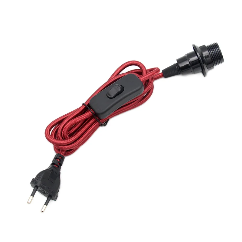 2m EU Standard Power Cord with Switch E14 Bulb Holder Lamp Socket For Bed Room Decor Lamps Simple Pendant Light Cord Kits