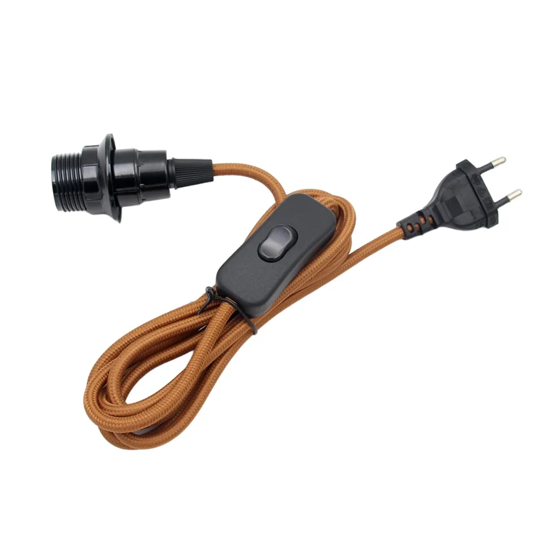 2m EU Standard Power Cord with Switch E14 Bulb Holder Lamp Socket For Bed Room Decor Lamps Simple Pendant Light Cord Kits