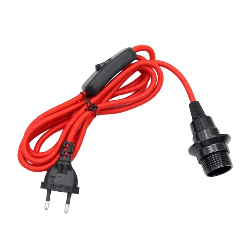 2m EU Standard Power Cord with Switch E14 Bulb Holder Lamp Socket For Bed Room Decor Lamps Simple Pendant Light Cord Kits
