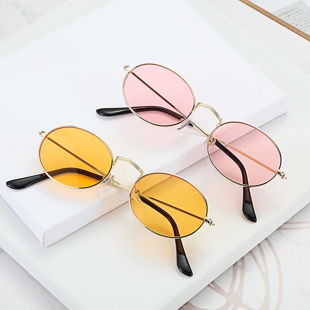 Vintage Oval Style Sunglasses Woman Metal Frame Retro Sun Glasses Male Female Clear Mirror Small Round Gafas De Sol Para Hombre
