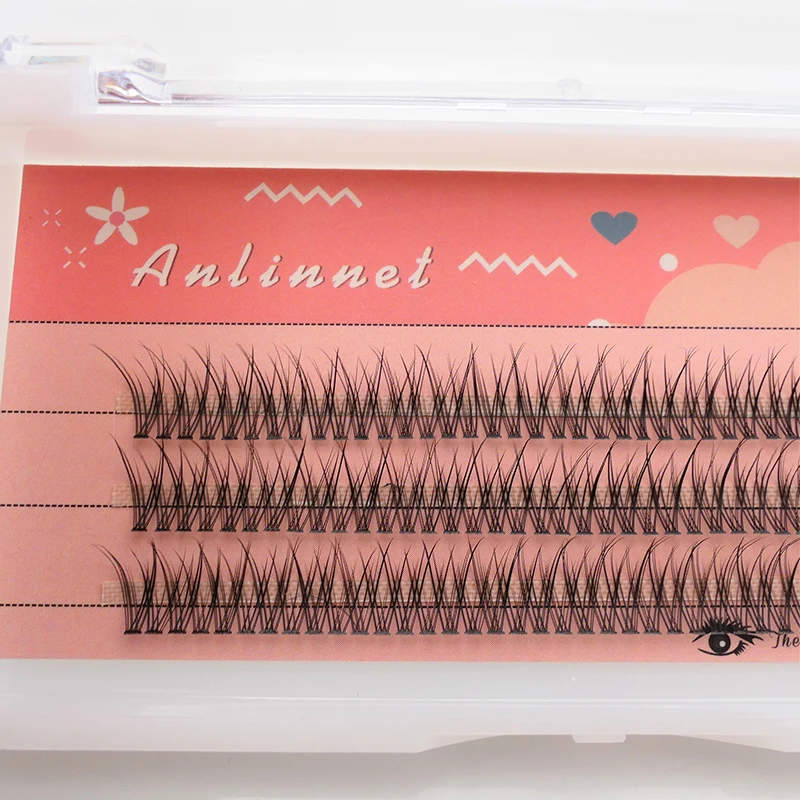 120 Clusters of 10D Fishtail Hairs Natural Eyelash Extension Personal Eyelashes A Type Fairy Eyelashes Thick Eyelashes Tool