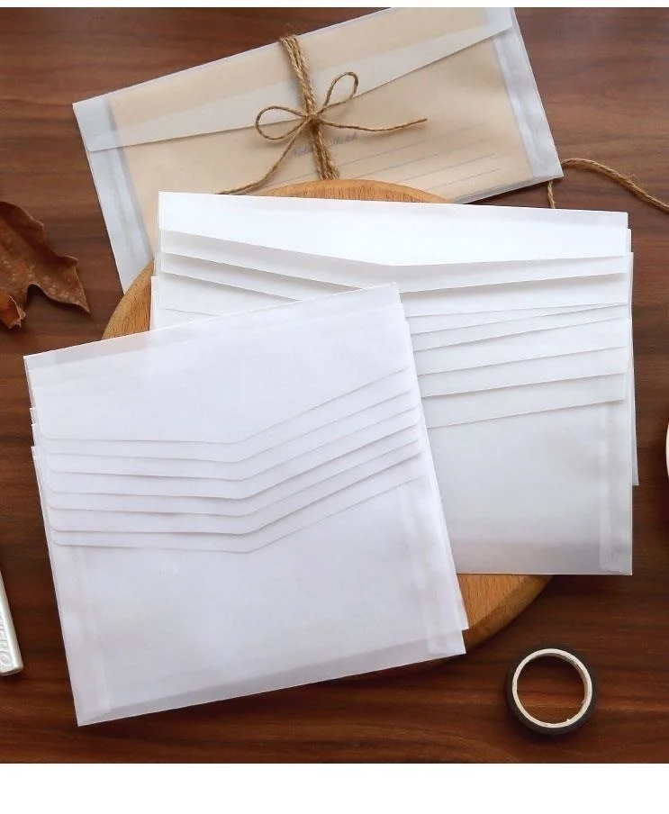 10pcs/lot Custom Transparent Envelope Translucent Paper Envelopes Set Letter Vintage Wedding Invitation Envelopes for Cards