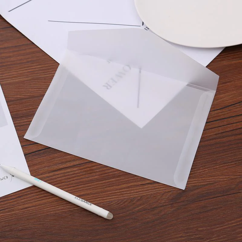 10pcs/lot Custom Transparent Envelope Translucent Paper Envelopes Set Letter Vintage Wedding Invitation Envelopes for Cards